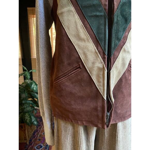 Leather Knit Cardigan Jacket Vintage 70s - Picture 4 of 7